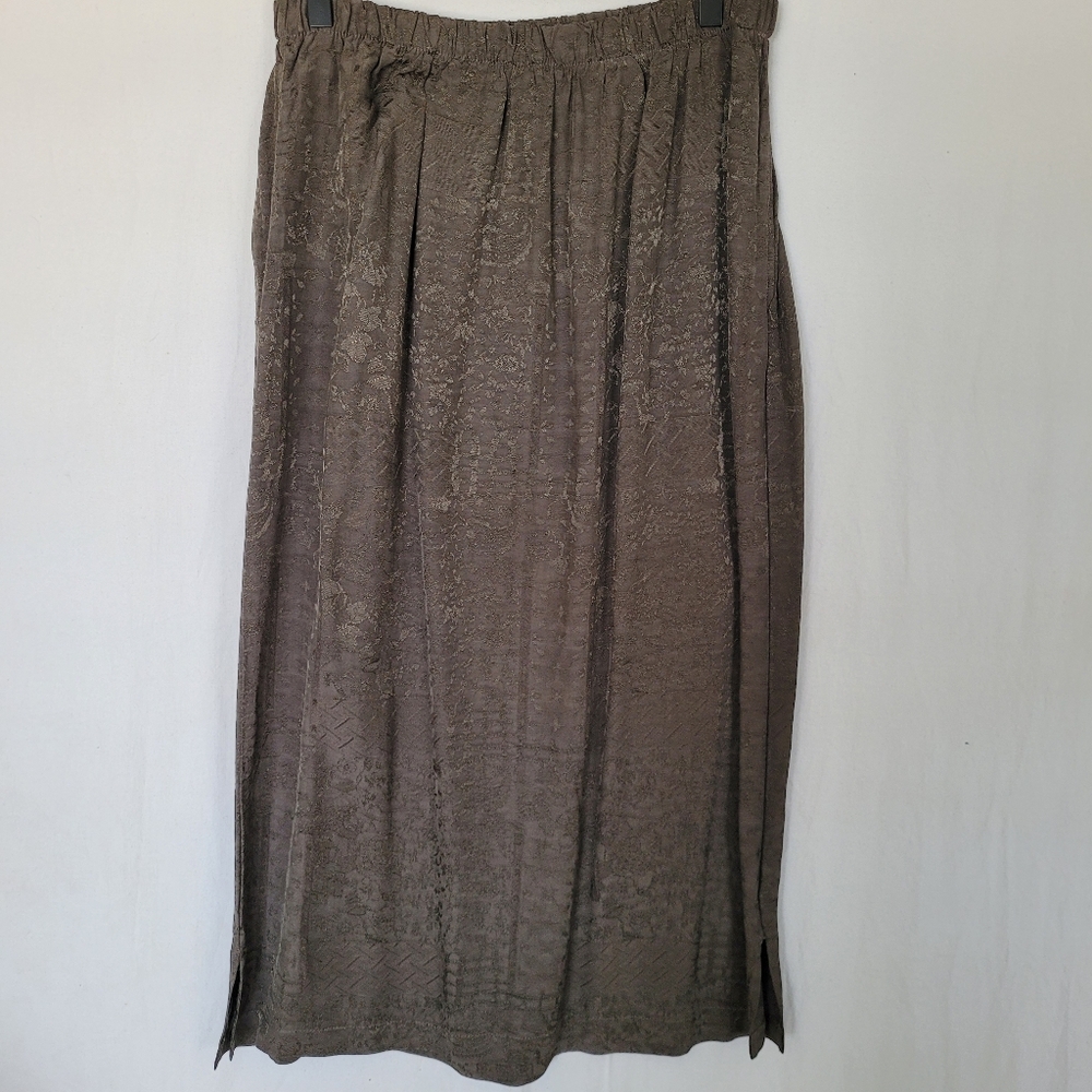 VTG CP Shades Sausalito Skirt Size M Brown Pockets Floral Weave Boho Lagen Artsy